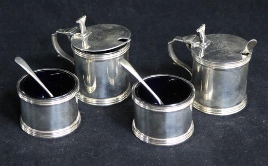 A 1970s four piece silver cruet set & spoons by J.B. Chatterly & Son Ltd, Birmingham, 1970.